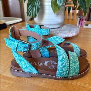Turquoise Floral Sandals